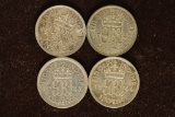 1941, 42, 43 &  1944 GREAT BRITAIN SILVER 6 PENCE