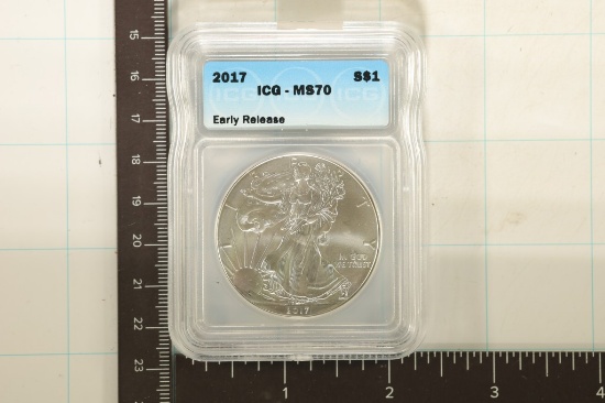 2017 AMERICAN SILVER EAGLE ICG MS70 EARLY RELEASE