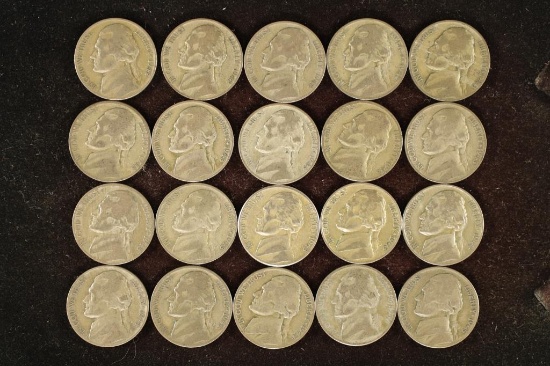 20 ASSORTED 35% SILVER JEFFERSON WAR NICKELS