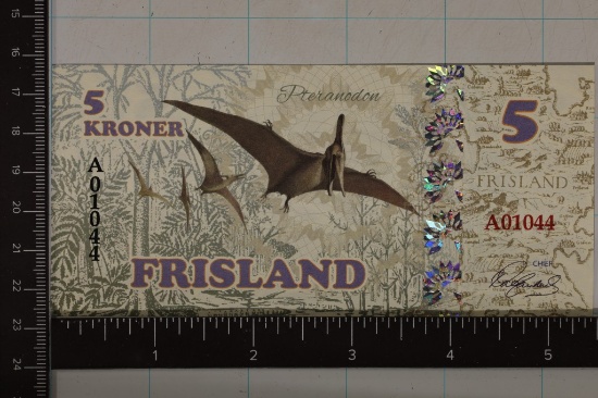 FRISLAND 5 KRONER CRISP UNC COLORIZED BILL WITH