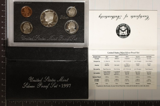 1997 US SILVER PROOF SET (WITH BOX) & CERTIFICATE