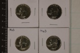 1961, 1962 & 2-1963 WASHINGTON SILVER QUARTERS