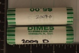2 SOLID DATE ROLLS OF 2009-D ROOSEVELT DIMES BU