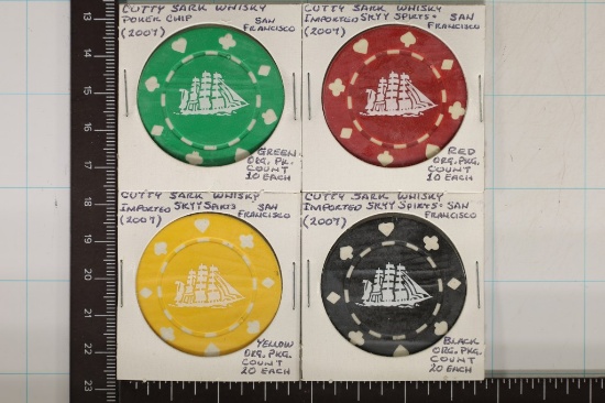 4-2007 CLAY CUTTY SHARK WHISKEY POKER CHIPS