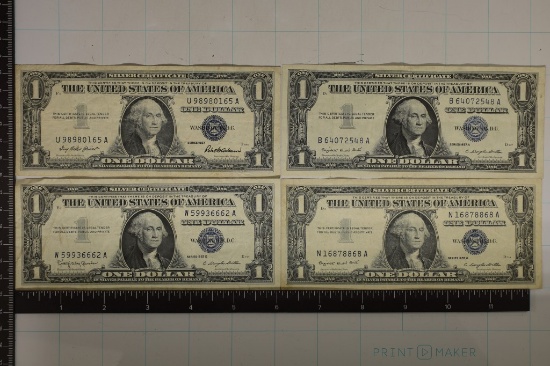 1957, 2-1957-A & 1957-B US $1 SILVER CERTS BLUE