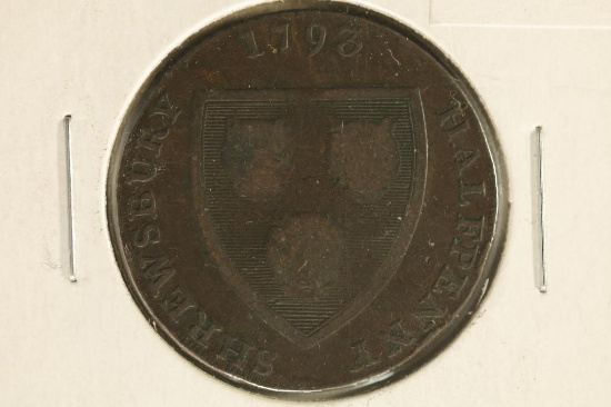 1793 CONDER TOKEN. THEY R MOSTLY 18TH CENTURY
