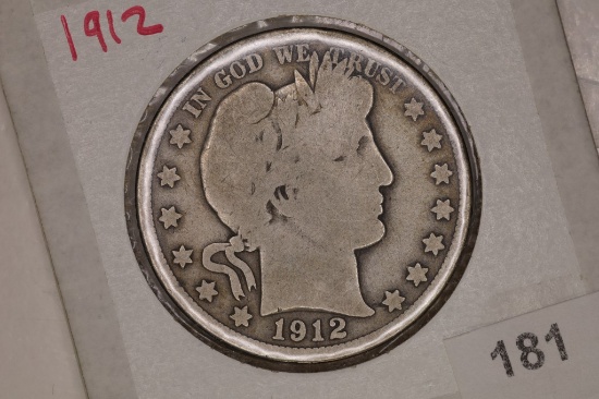 1912 SILVER BARBER HALF DOLLAR