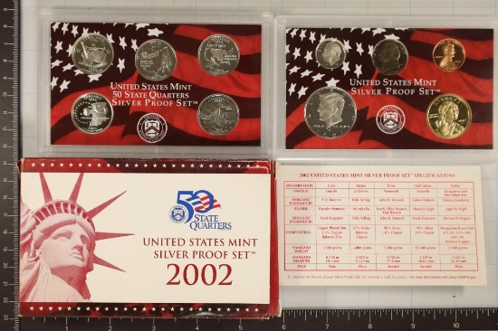 2002 US SILVER PROOF SET (WITH BOX) & CERTIFICATE