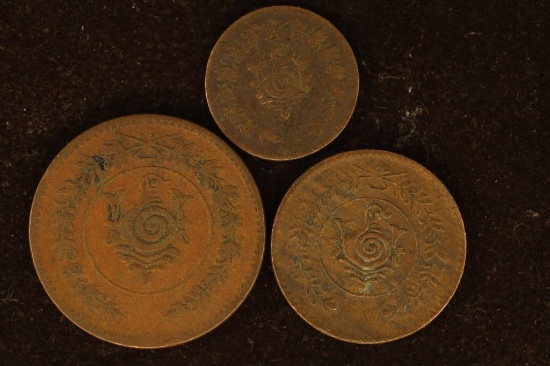 3 INDIA-PRINCELY TRAVANCORE COINS FROM 1906-1935