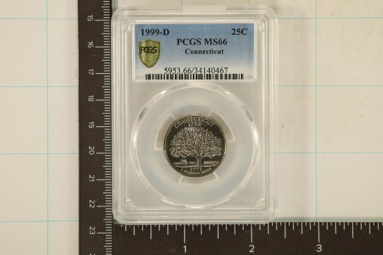 1999-D CONNECTICUT QUARTER PCGS MS66 GOLD SHIELD