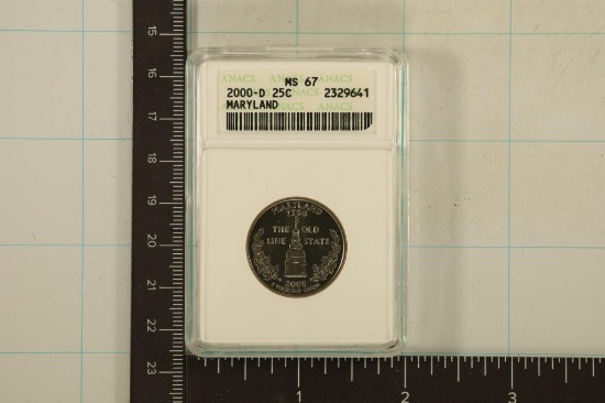 2000-D MARYLAND QUARTER ANACS MS67