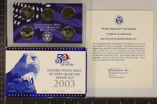 2003 US 50 STATE QUARTERS PROOF SET WITH BOX