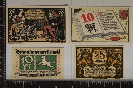 4-1921 GERMAN CRISP UNC NOTGELDS:2-10 PFENNING,