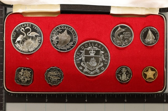 1970 BAHAMAS SILVER 9 COIN PROOF SET IN ORIGINAL