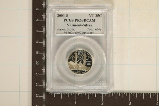 2001-S SILVER VERMONT QUARTER PCGS PR69 DCAM