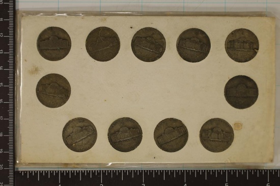 11-35% SILVER JEFFERSON WAR NICKELS IN CARD