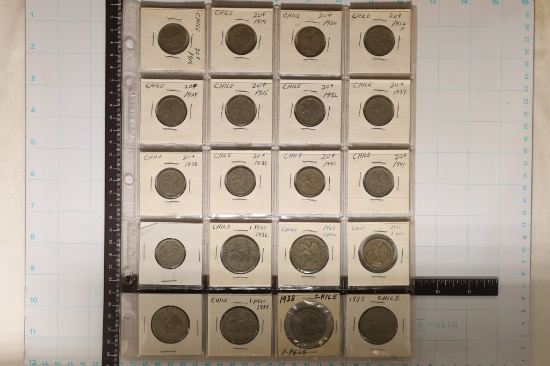 20 COINS FROM CHILE:13 TWENTY CENTAVOS (1916-1941)