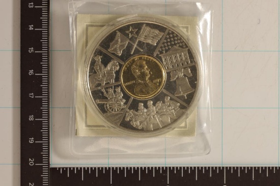 24KT GOLD LAYERED 1999-D LINCOLN CENT ENCASED