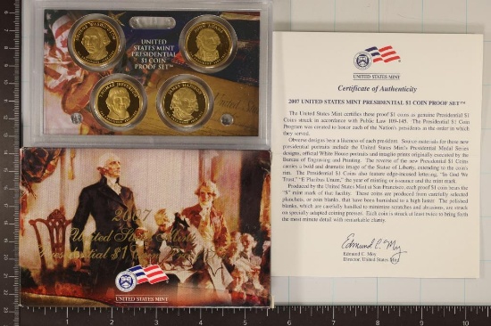 2007 US PRESIDENTIAL DOLLAR 4 COIN PF SET WITH