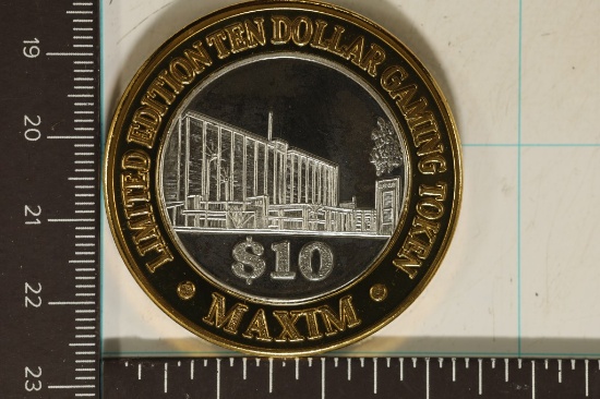 CASINO $10 SILVER TOKEN (UNC) MAXIM CASINO