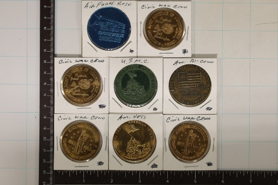 8 METAL MILITARY, CIVIL WAR, & BICENTENNIAL MEDALS