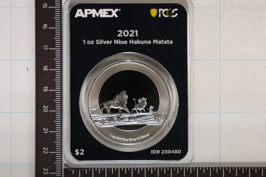 1 TROY OZ .999 FINE SILVER 2021 NIUE $2 HAKUNA