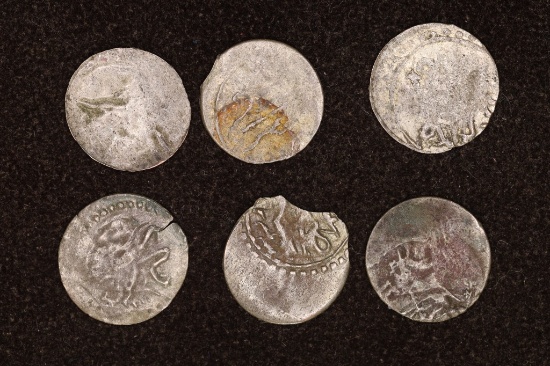 6 SILVER DIME SIZED OTTOMAN EMPIRE PARA COINS: