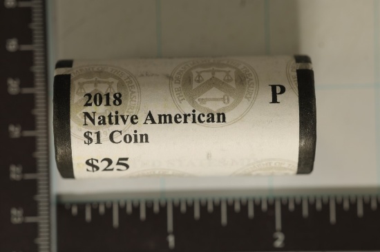 2018-P US $25 SOLID DATE ROLL OF NATIVE AMERICAN