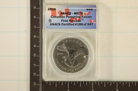 2014 CANADIAN PEREGRINE FALCON ANACS MS70 1ST