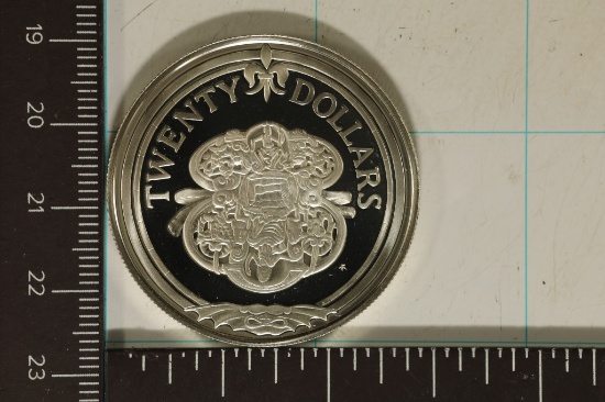 1985 BRITISH VIRGIN ISLANDS SILVER PROOF $20 COIN