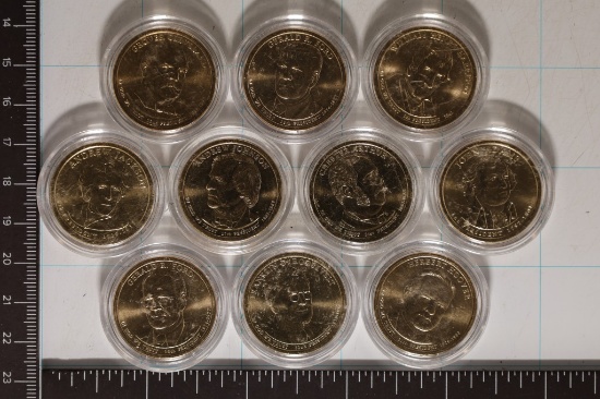 10 PRESIDENTIAL UNC DOLLARS IN HARD PLASTIC