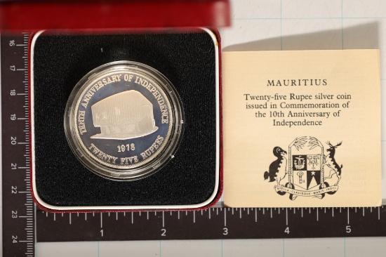1978 MAURITIUS STERLING SILVER 25 RUPEE PROOF COIN