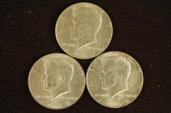 1967 & 2-1968-D 40% SILVER JOHN F. KENNEDY HALVES