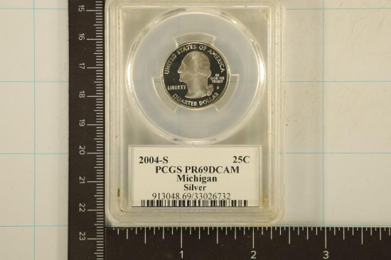 2004-S SILVER MICHIGAN QUARTER PCGS PR69 DCAM