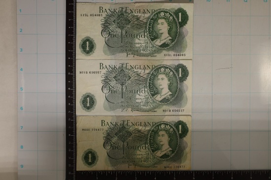 3-1960'S/70'S BANK OF ENGLAND 1 POUND BILLS