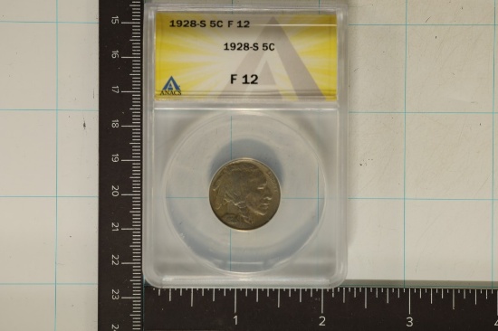 1928-S BUFFALO NICKEL ANACS F12