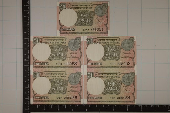 5-2017 INDIA 1 RUPEE CRISP UNC COLORIZED BILLS