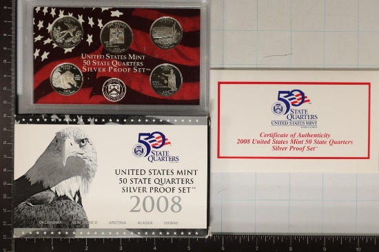 2008 SILVER US 50 STATE QUARTERS PROOF SET WITH