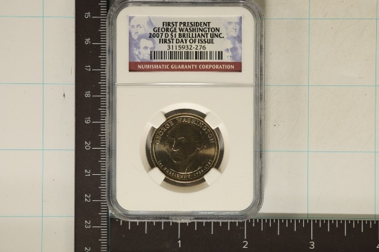 2007-D GEORGE WASHINGTON US $1 NGC BRILLIANT UNC