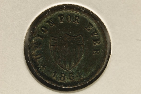 1864 CIVIL WAR TOKEN UNION FOREVER