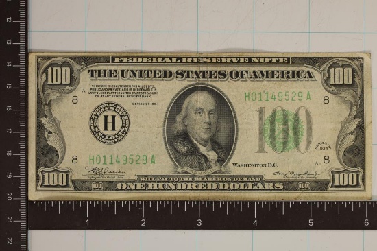 1934 US $100 FRN, GREEN SEAL