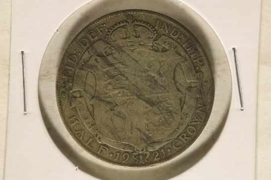 1921 GREAT BRITAIN SILVER HALF CROWN .2273 OZ. ASW
