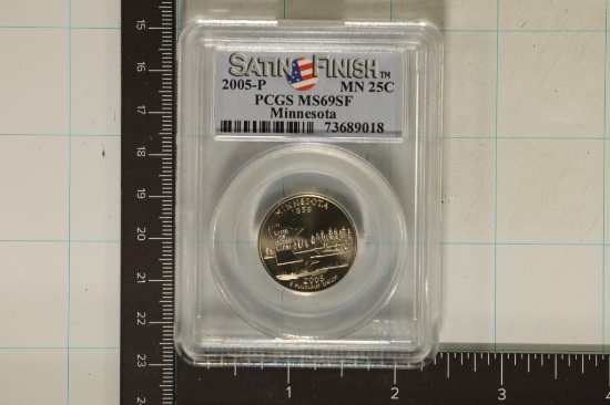 2005-P MINNESOTA QUARTER PCGS MS69SF SATIN FINISH