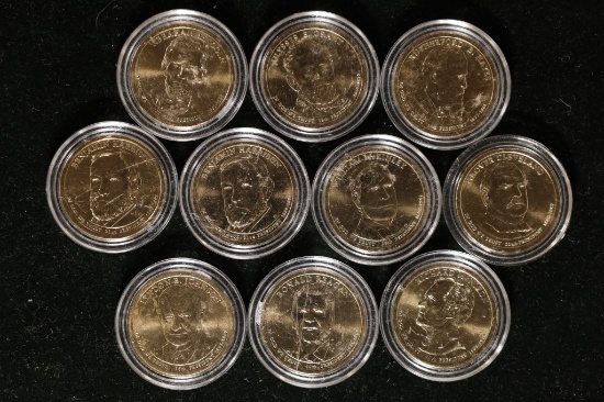 10 PRESIDENTIAL DOLLARS: ALL UNC IN HARD PLASTIC