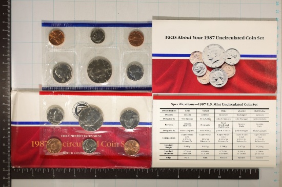1987 US MINT SET (UNC) P/D (WITH ENVELOPE)