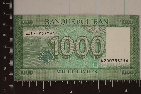 BANK OF LIBAN 1,000 LIVRES CU COLORIZED BILL