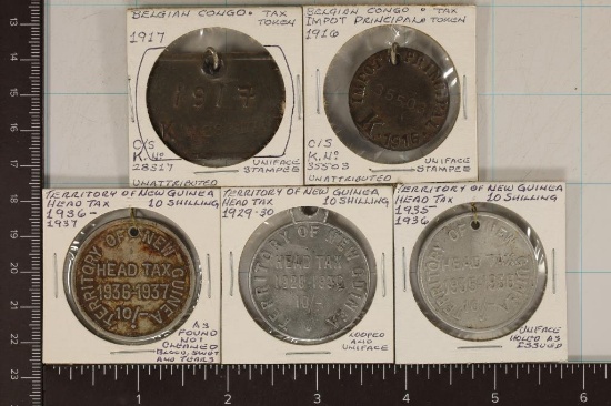 1916-1937 METAL BELGUIM CONGO & NEW GUINEA HEAD