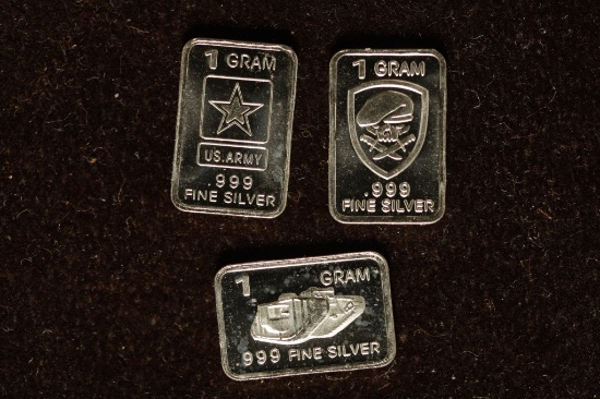 3-1 GRAM .999 FINE SILVER PROOF MILITARY THEMED