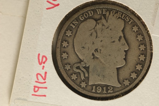1912-S SILVER BARBER HALF DOLLAR
