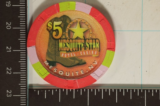 $5 MESQUITE STAR CASINO CHIP MESQUITE NEVADA